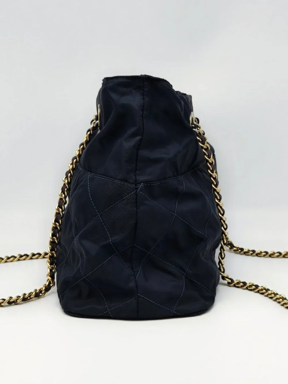 Prada Tessuto Quilted Nylon Chain Tote Shoulder Bag Black